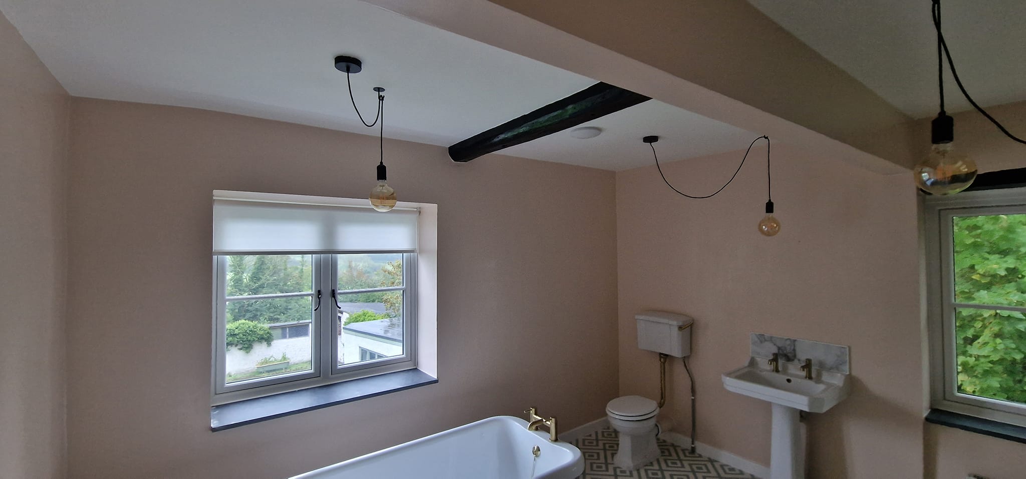 Bathroom with black accents